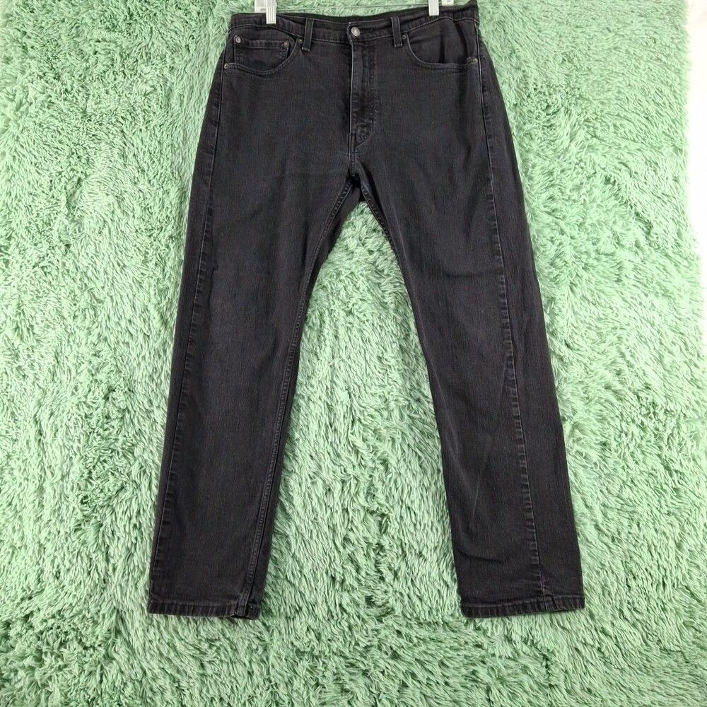 Levis 505 Jeans Mens 36x32 Black Regular Fit Straight Leg Denim USA